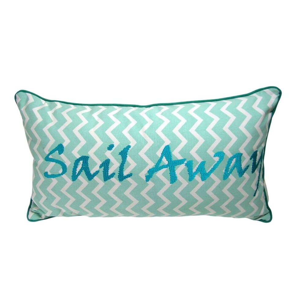 Beach House Coastal Pillow, Sail Away, Rectangle, Aqua, NOS - Picture 3 of 4